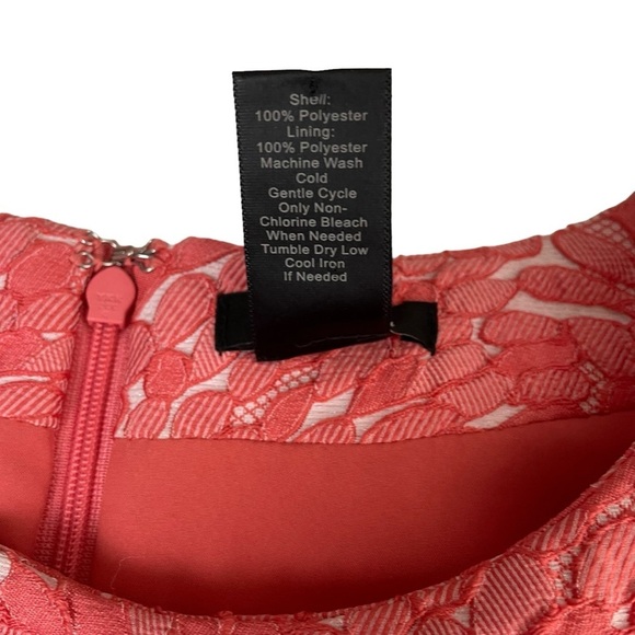 Ann Taylor Coral Textured Lace Embroidered Dress Sz 14 - Picture 9 of 14